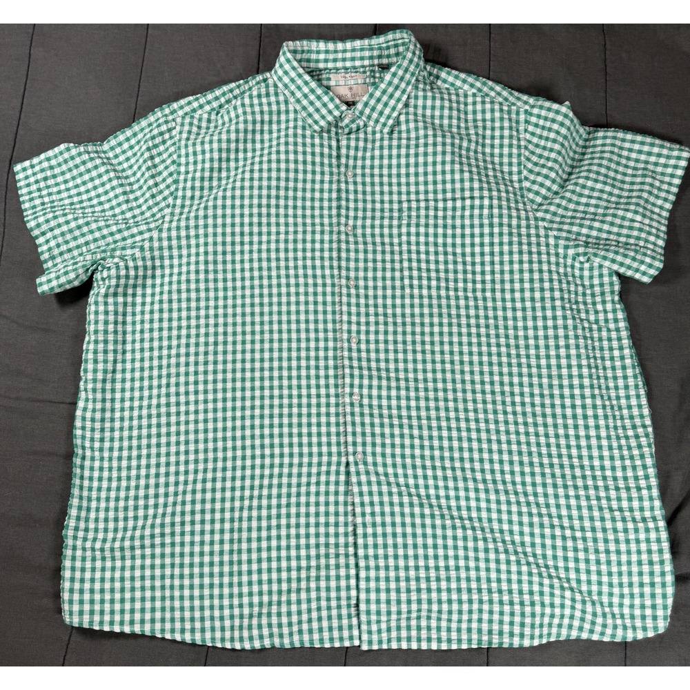 Oak Hill Cool & Dry Men's 3XL Green Gingham Seersucker Button Down Shirt - Picture 2 of 9
